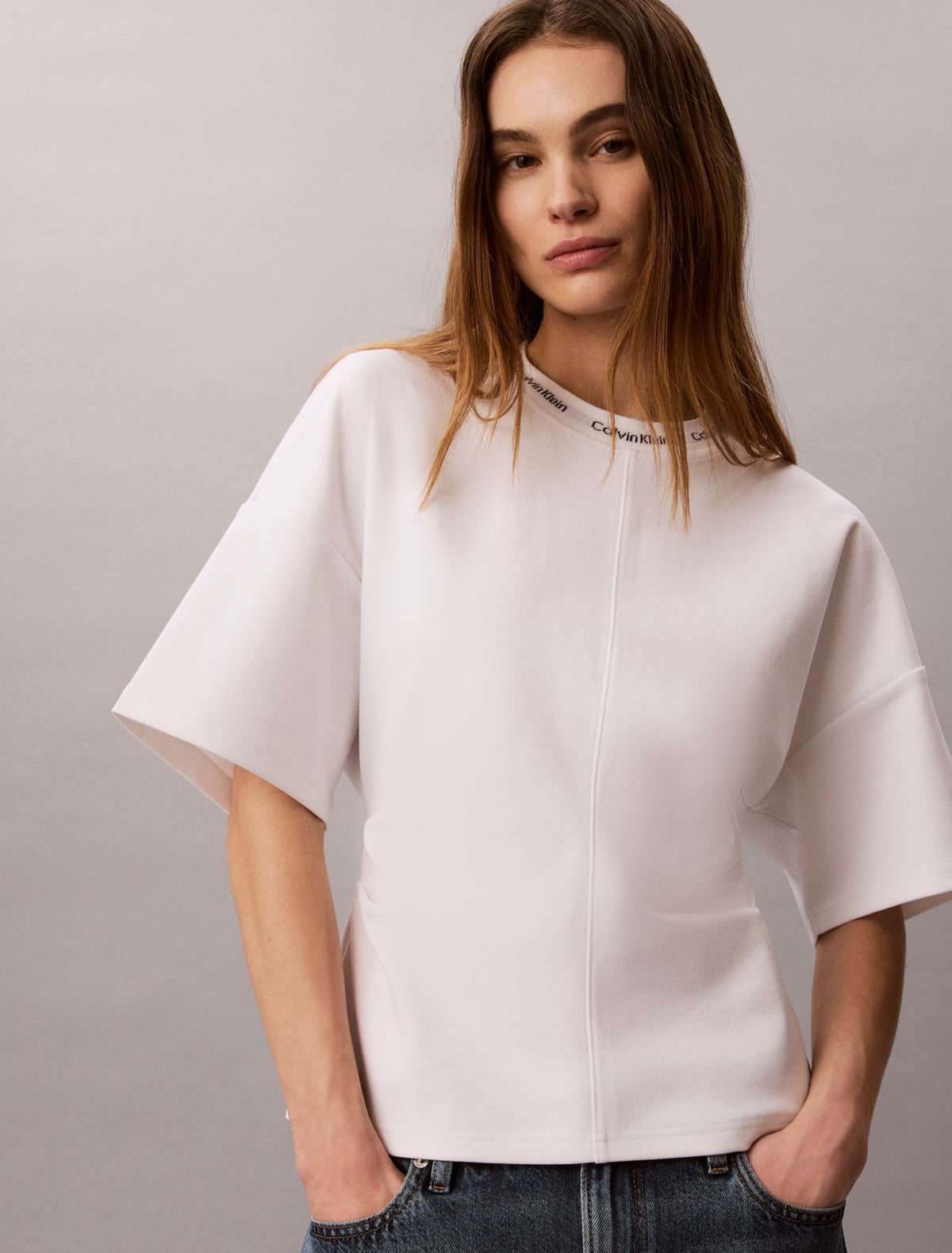 Logo Jacquard Boxy T-Shirt - Calvin Klein Women