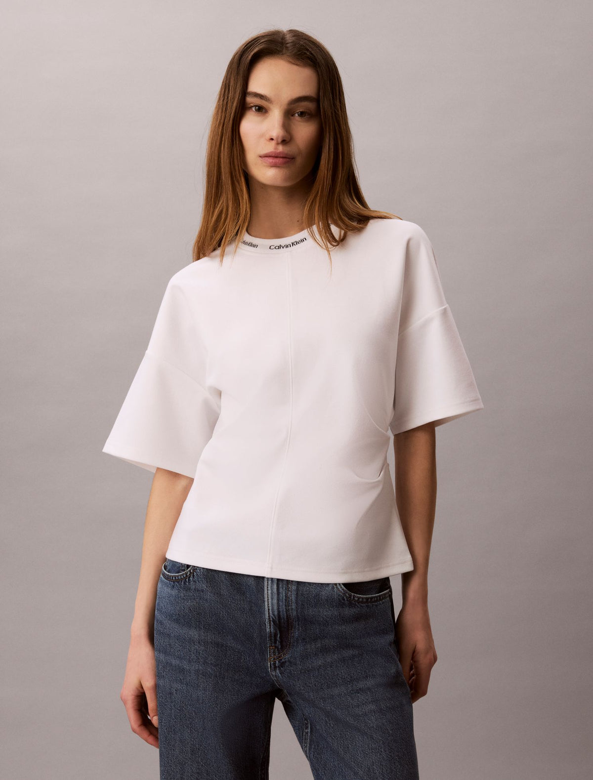 Logo Jacquard Boxy T-Shirt - Calvin Klein Women