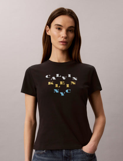 Slim Tiered Logo Graphic Tee - Calvin Klein Women
