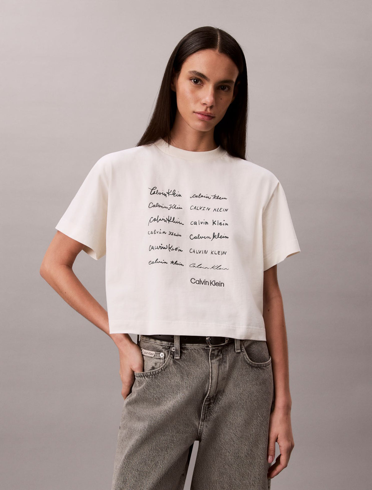 Logo Font Graphic Boxy T-Shirt - Calvin Klein Women