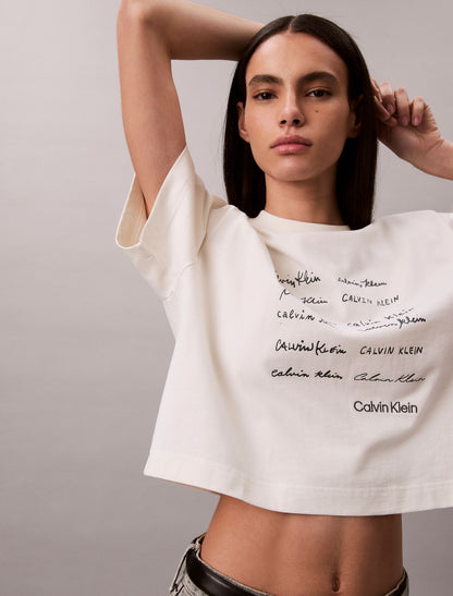 Logo Font Graphic Boxy T-Shirt - Calvin Klein Women