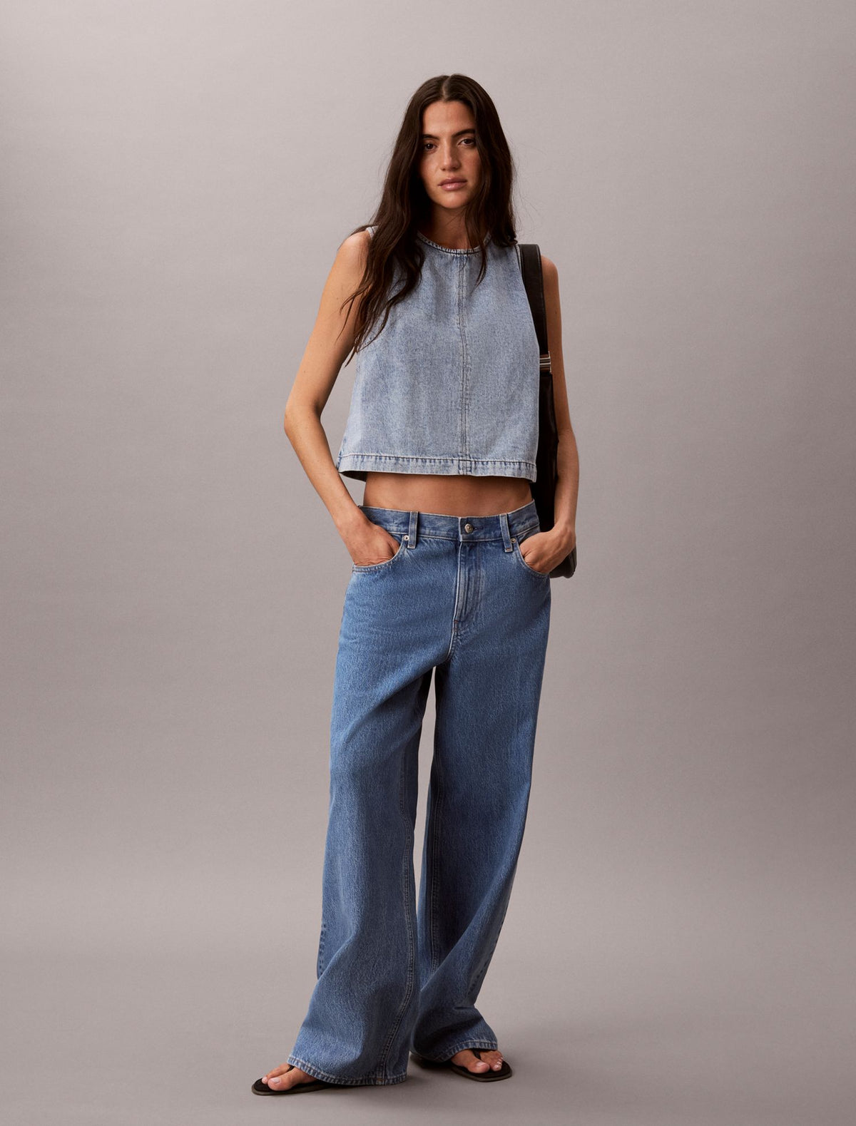 Denim Cropped Shell Top - Calvin Klein Women
