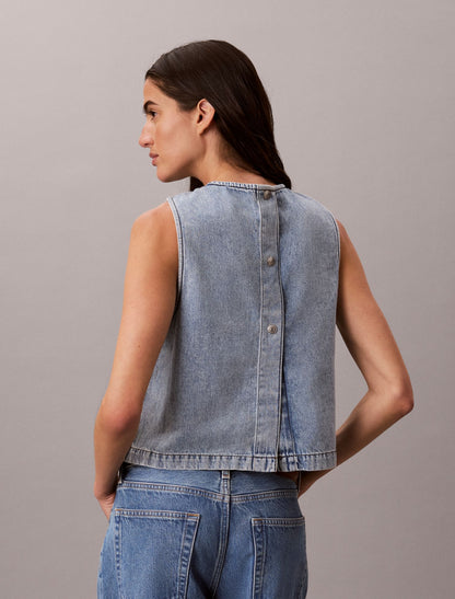 Denim Cropped Shell Top - Calvin Klein Women