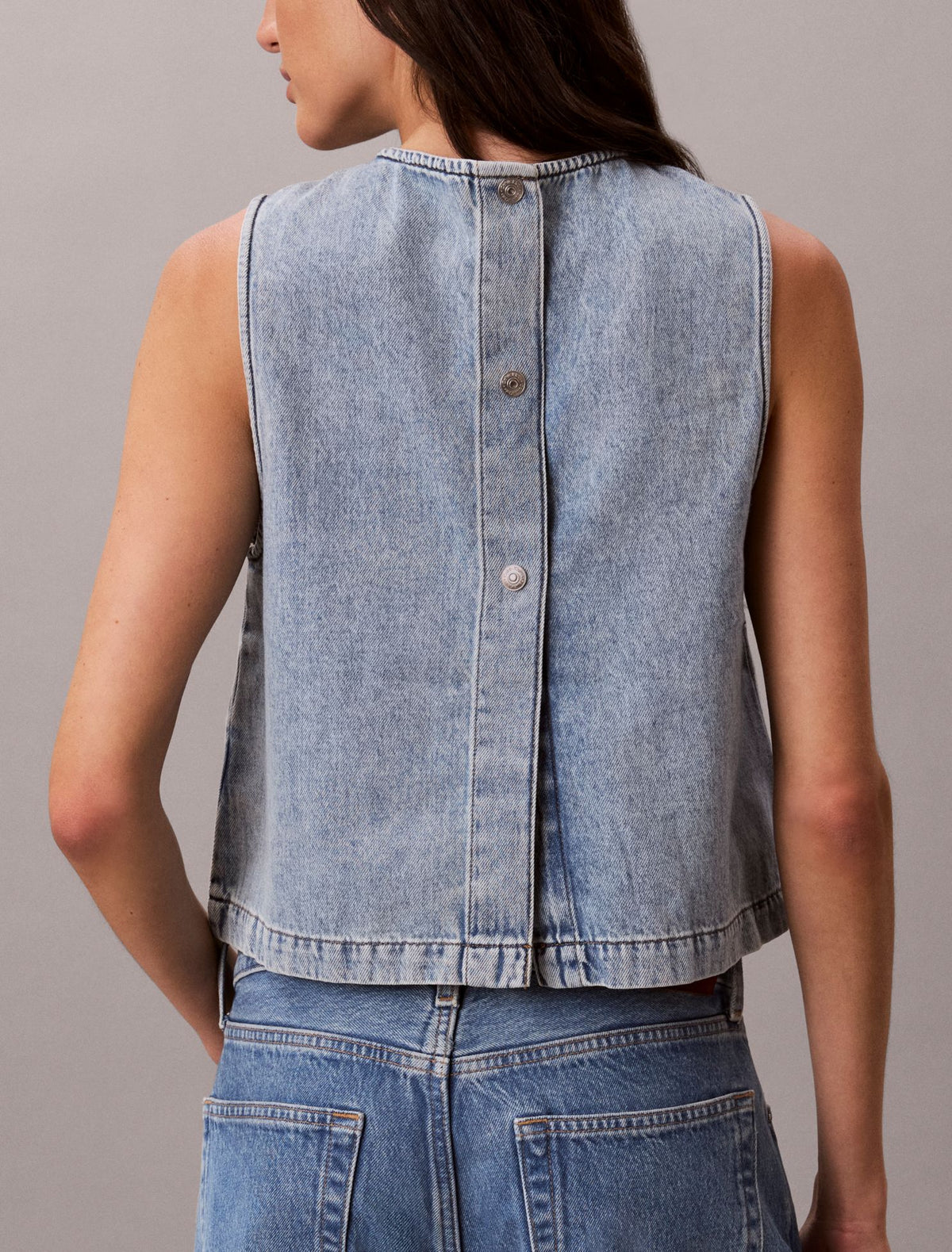 Denim Cropped Shell Top - Calvin Klein Women