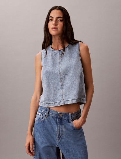 Denim Cropped Shell Top - Calvin Klein Women