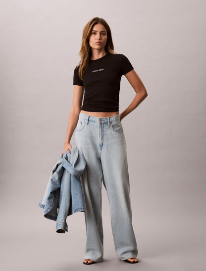 Contour Rib Logo Cropped Tee - Calvin Klein Women