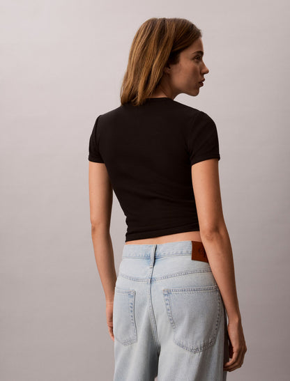 Contour Rib Logo Cropped Tee - Calvin Klein Women
