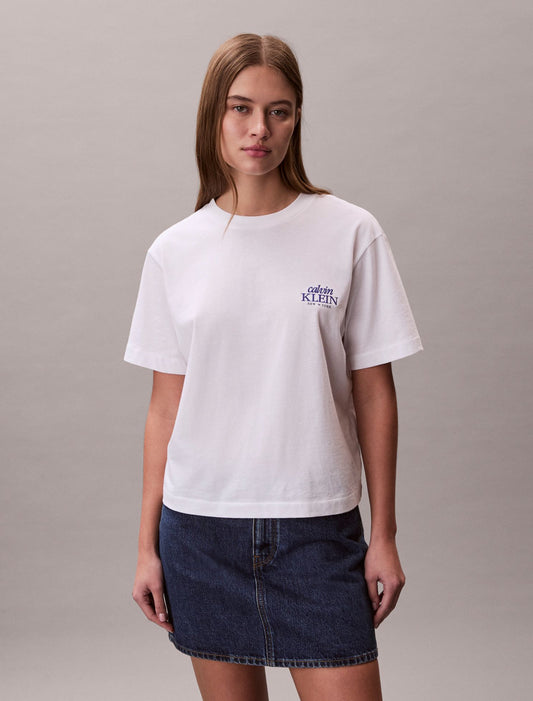 Embroidered Logo Graphic Boxy T-Shirt - Calvin Klein Women