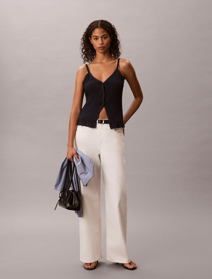 Crochet Button-Down Tank Top - Calvin Klein Women