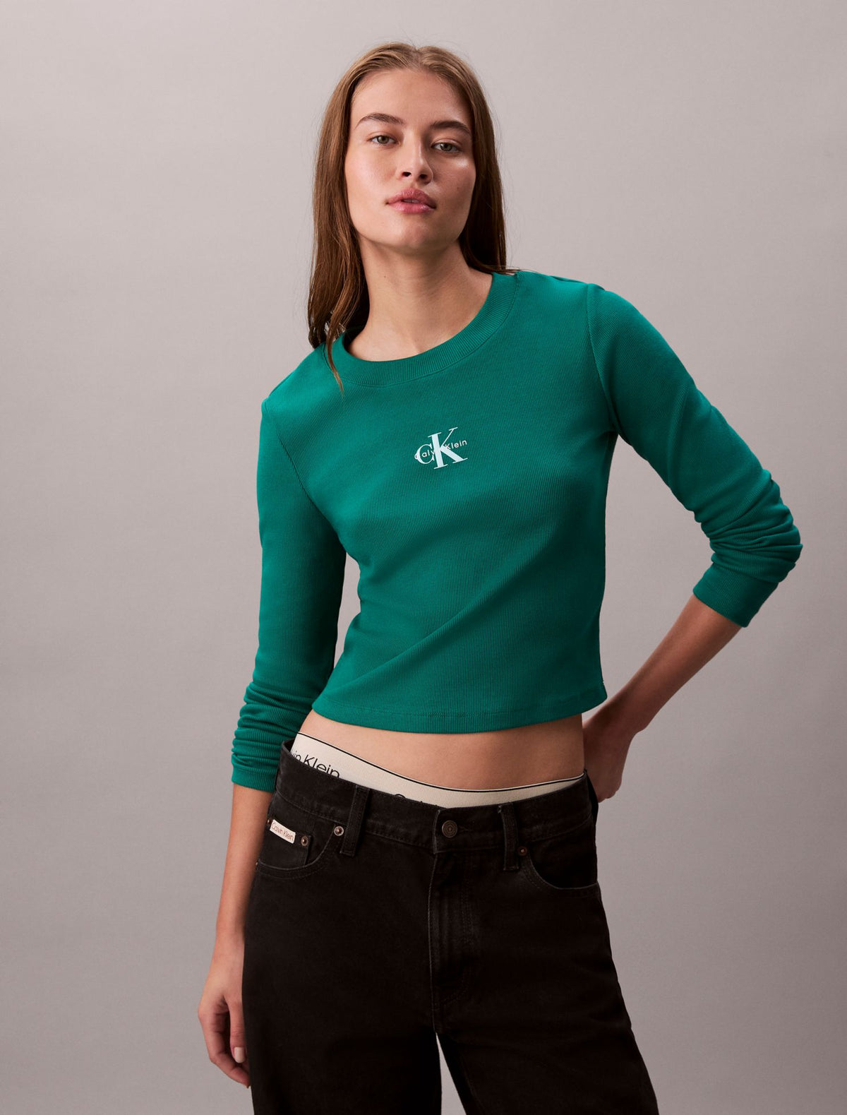 Monologo Long Sleeve Baby Tee - Calvin Klein Women