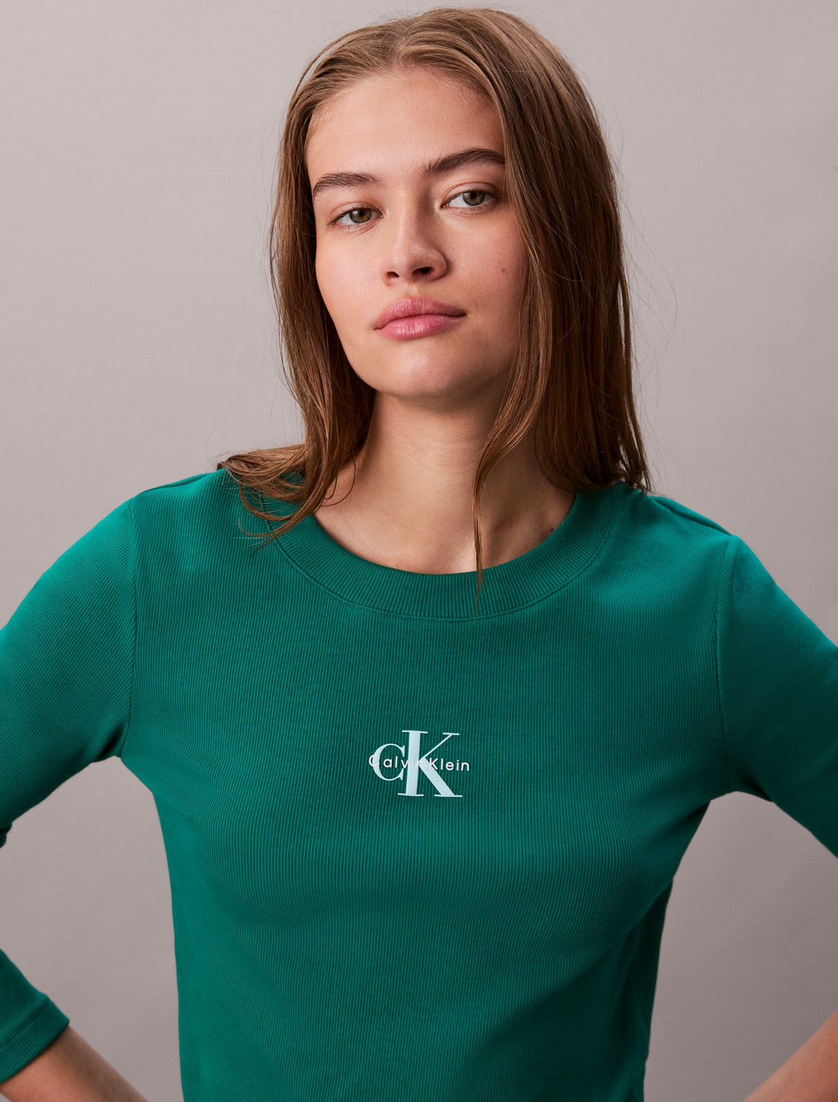 Monologo Long Sleeve Baby Tee - Calvin Klein Women