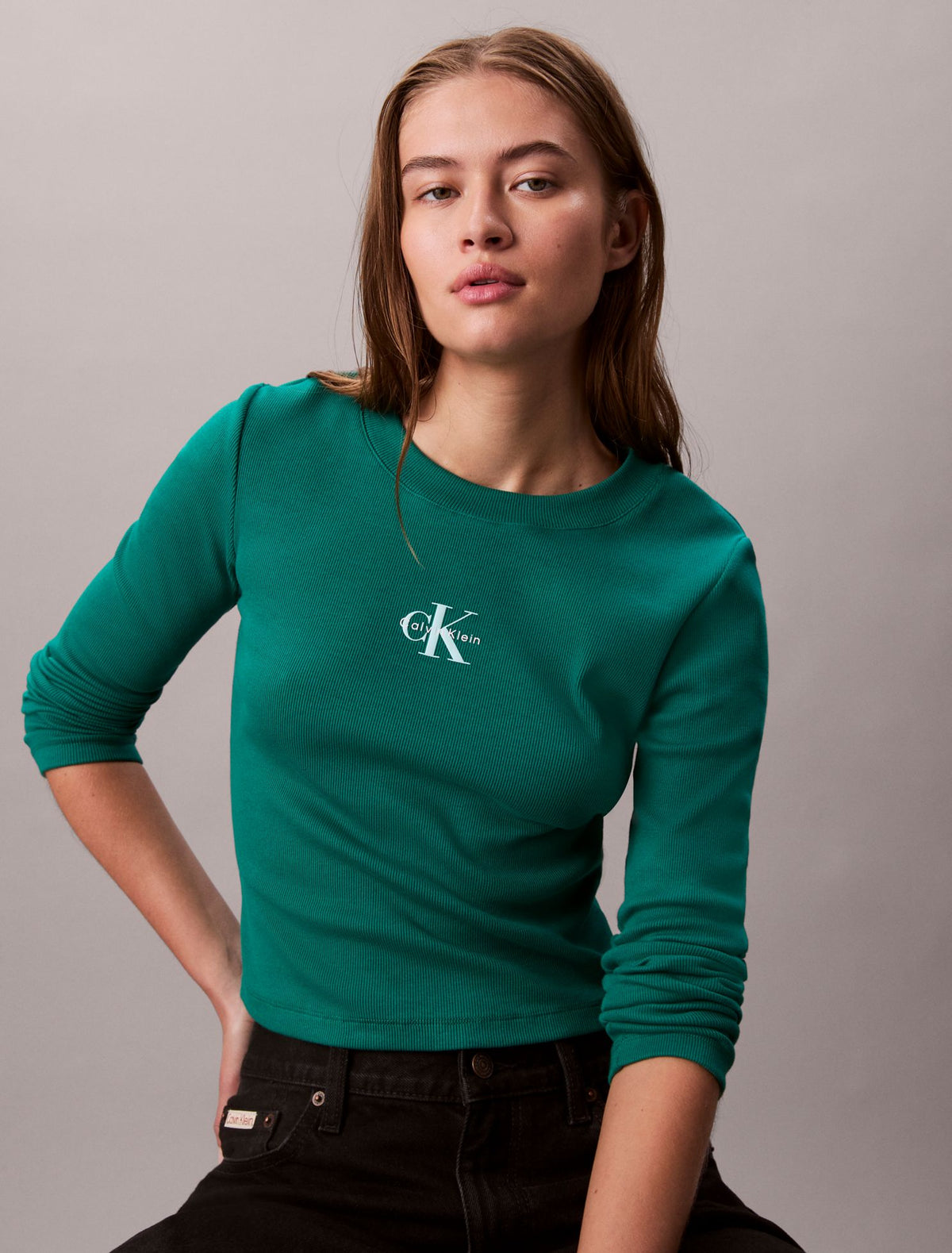Monologo Long Sleeve Baby Tee - Calvin Klein Women