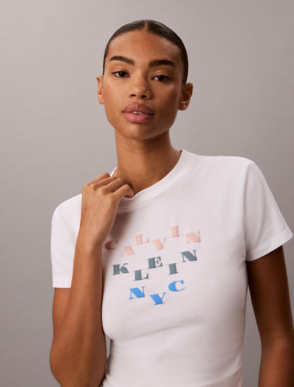 Slim Tiered Logo Graphic Tee - Calvin Klein Women