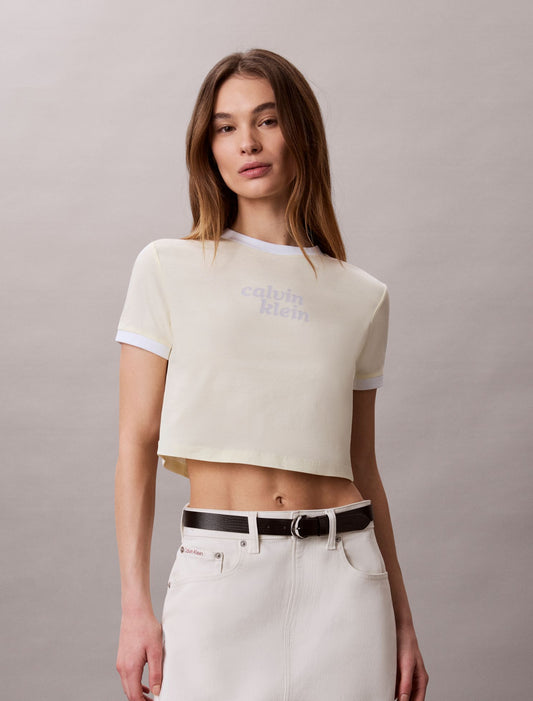Logo Graphic Cropped Ringer T-Shirt - Calvin Klein Women