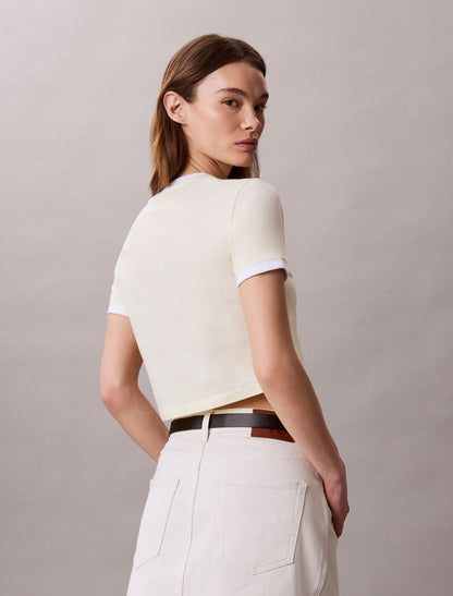 Logo Graphic Cropped Ringer T-Shirt - Calvin Klein Women