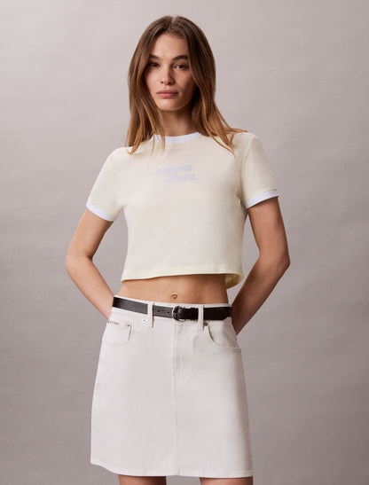 Logo Graphic Cropped Ringer T-Shirt - Calvin Klein Women
