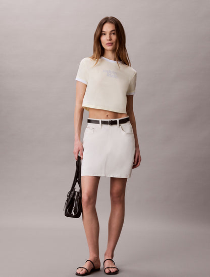 Logo Graphic Cropped Ringer T-Shirt - Calvin Klein Women