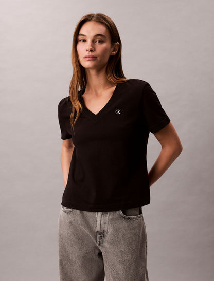 Monogram V-Neck T-Shirt - Calvin Klein Women