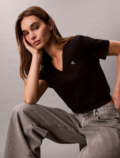 Monogram V-Neck T-Shirt - Calvin Klein Women