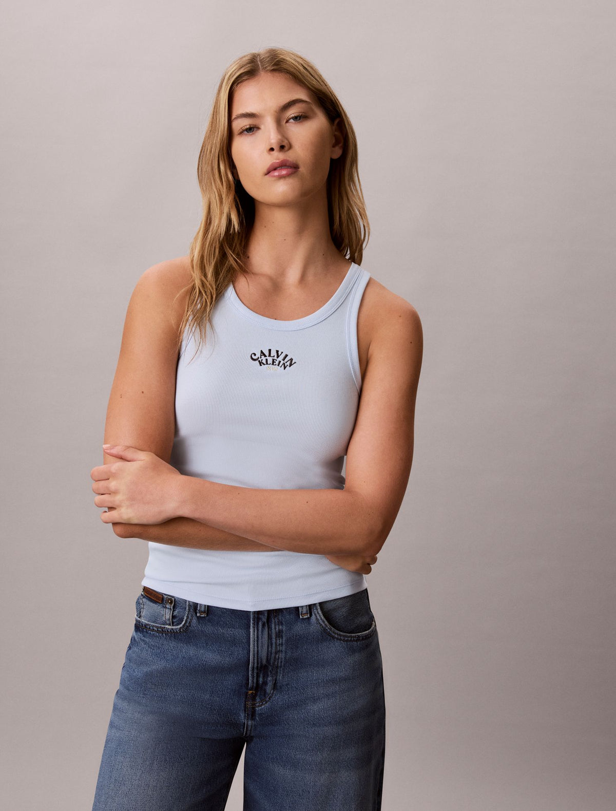 Contour Rib Logo Graphic Tank Top - Calvin Klein Women