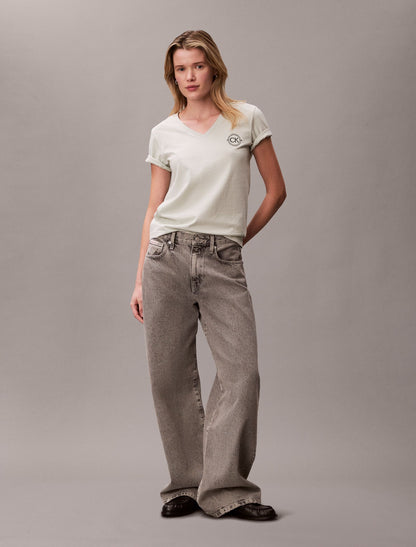 Embroidered CK Crest V-Neck Tee - Calvin Klein Women
