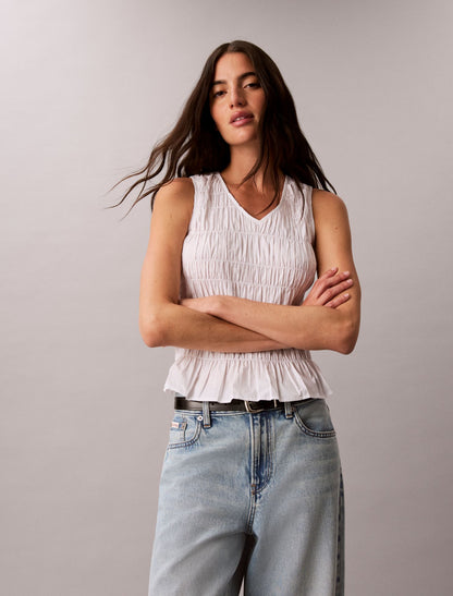 Cotton Poplin Sleeveless Top - Calvin Klein Women