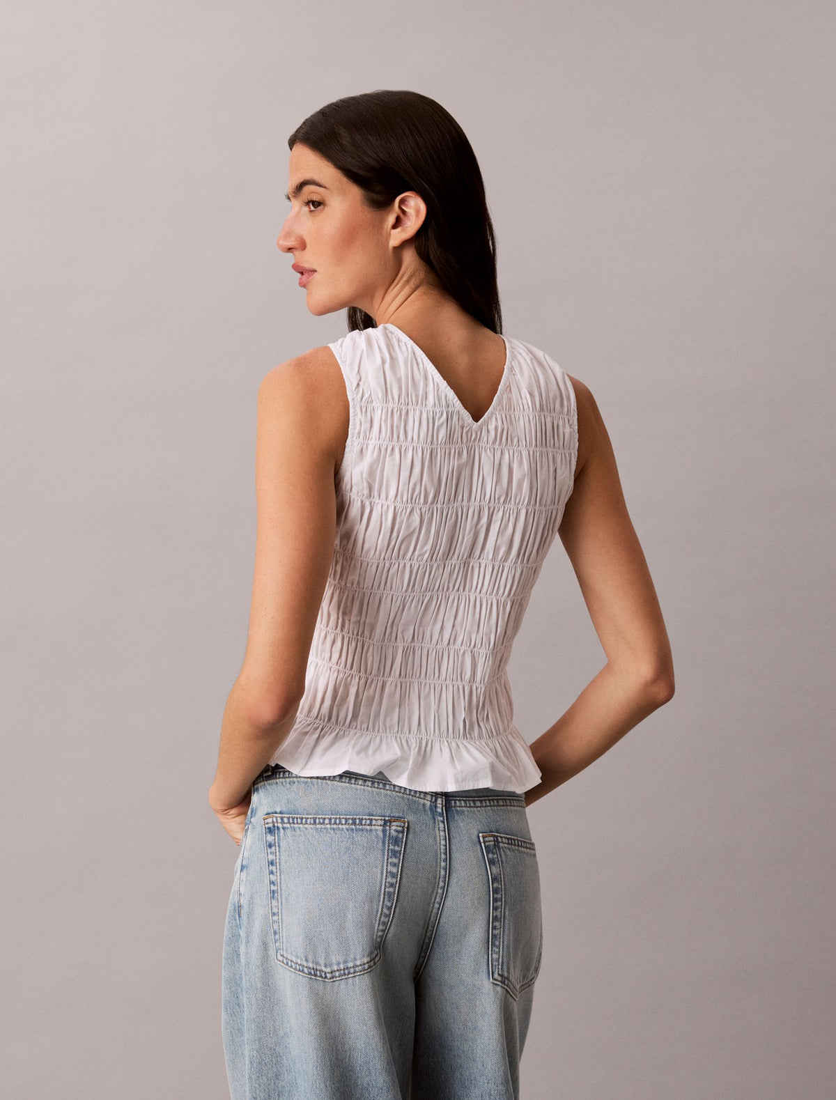 Cotton Poplin Sleeveless Top - Calvin Klein Women