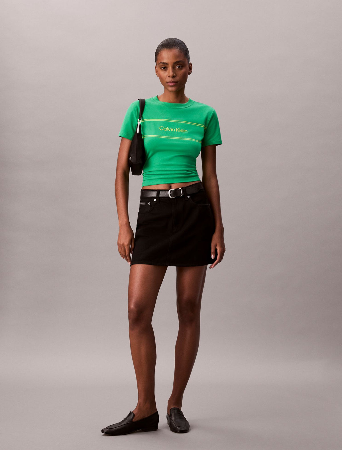 Stripe Logo Graphic Slim T-Shirt - Calvin Klein Women