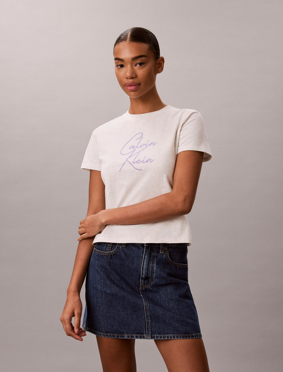 Raised Script Logo Graphic Slim T-Shirt - Calvin Klein Women
