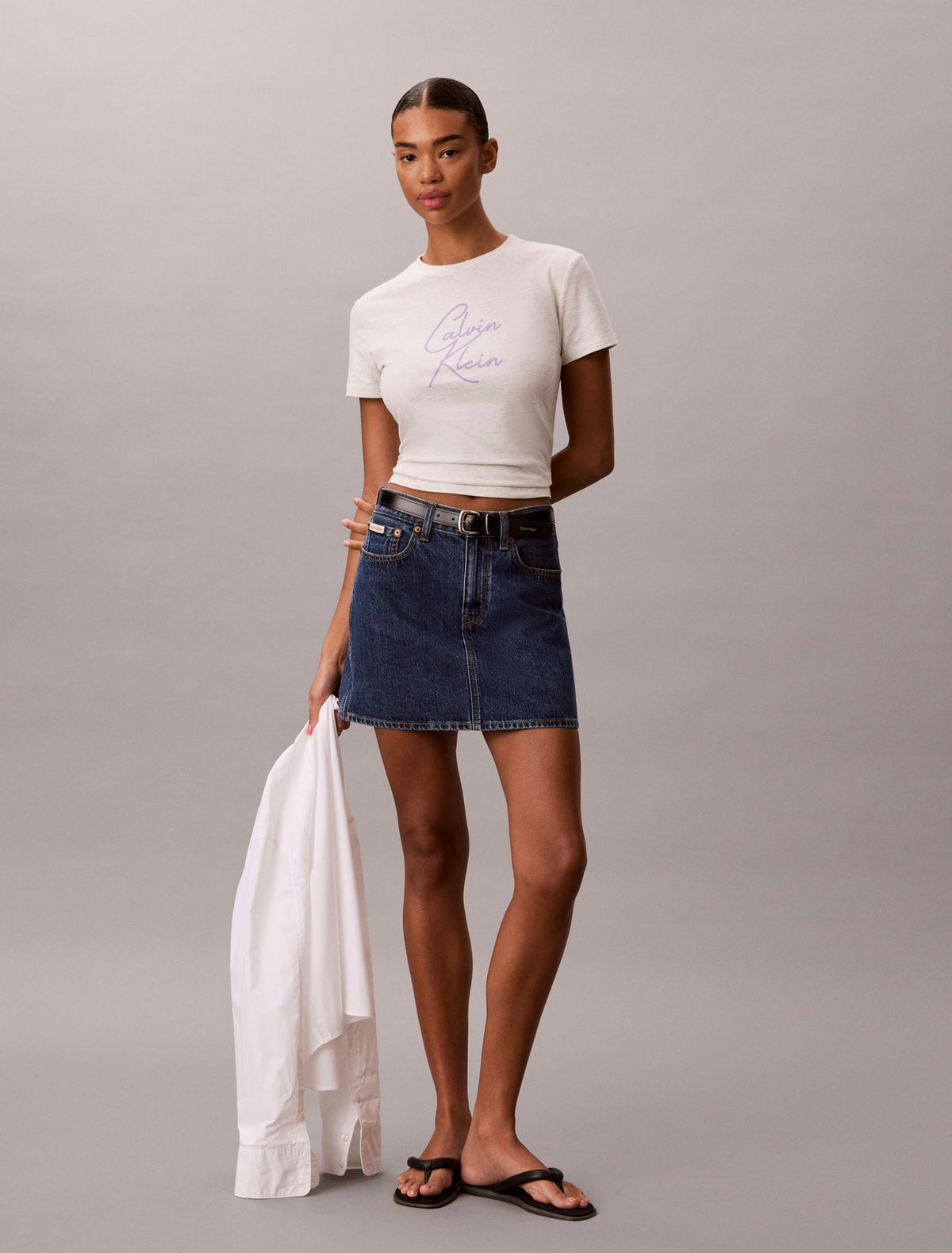 Raised Script Logo Graphic Slim T-Shirt - Calvin Klein Women