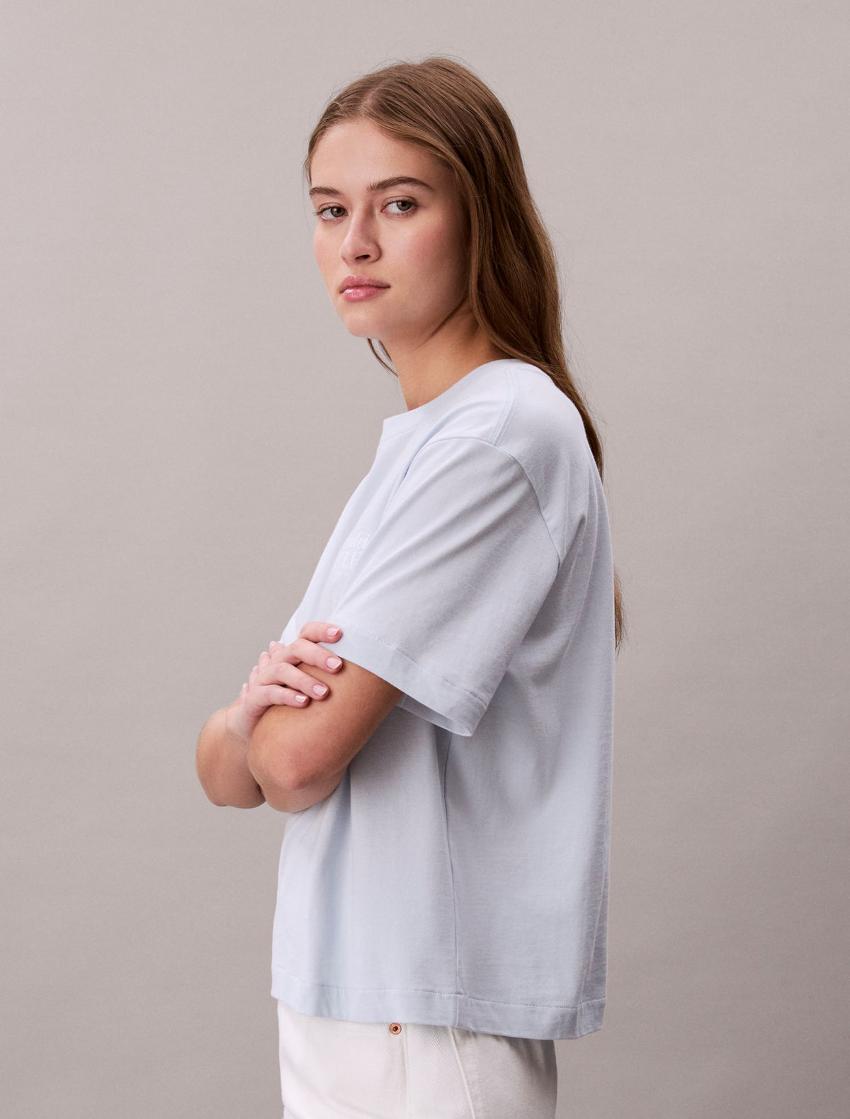 Embroidered Logo Graphic Boxy T-Shirt - Calvin Klein Women