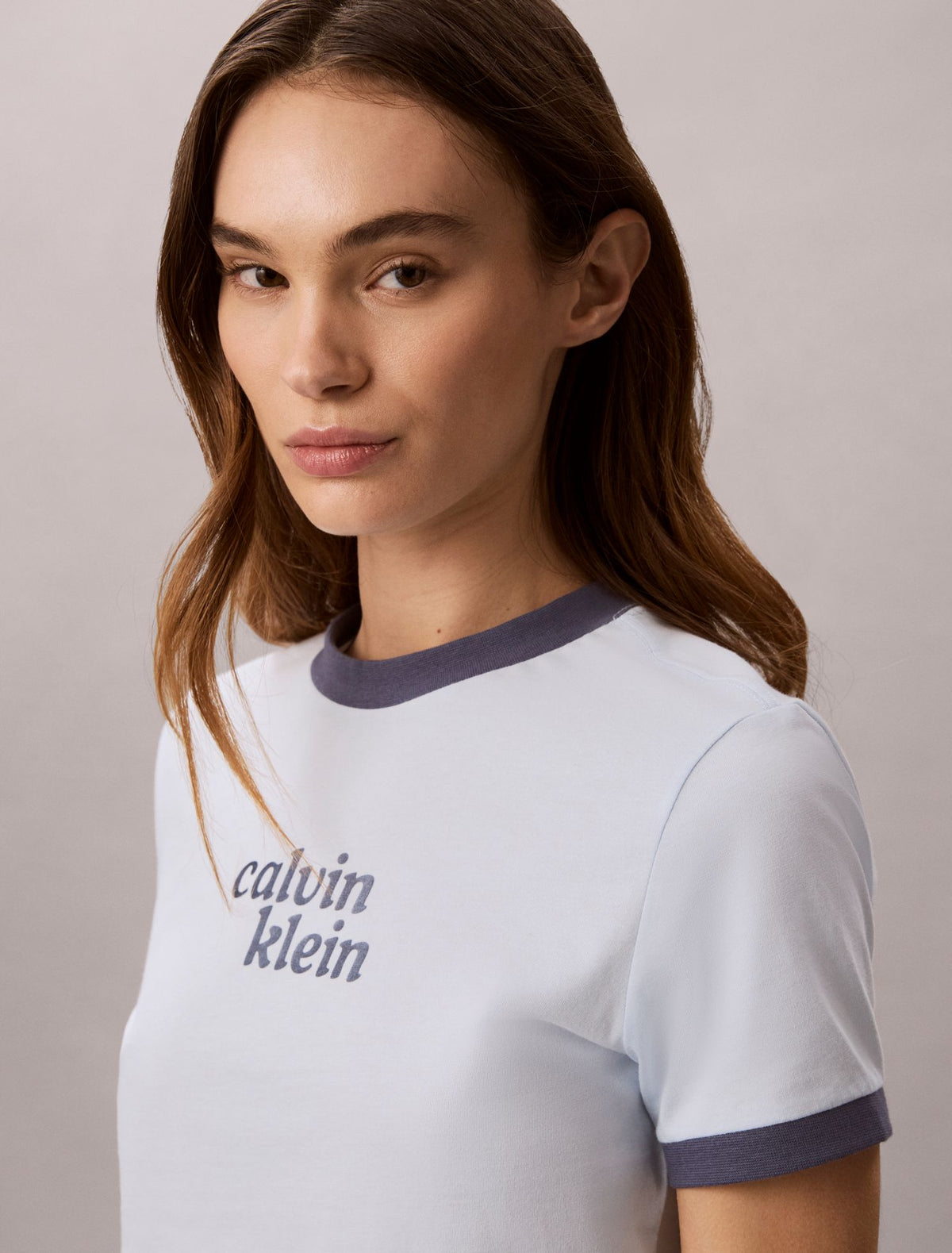 Logo Graphic Cropped Ringer T-Shirt - Calvin Klein Women