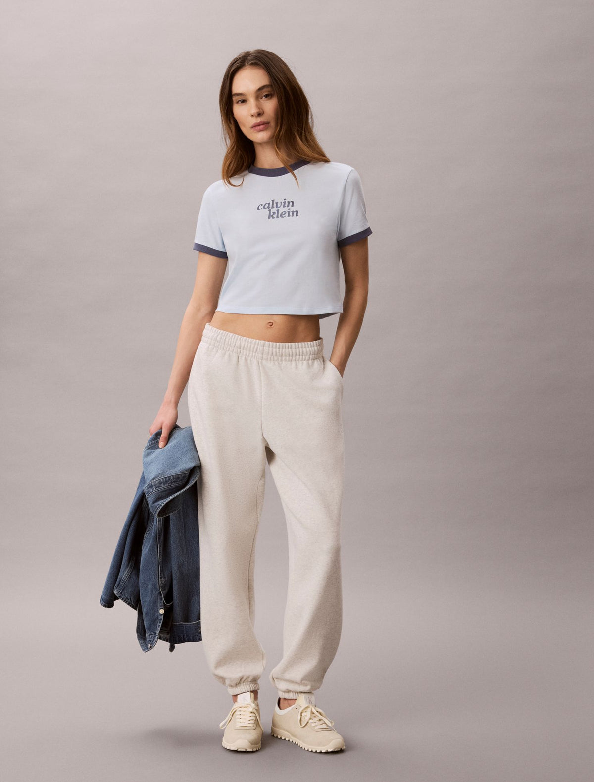 Logo Graphic Cropped Ringer T-Shirt - Calvin Klein Women