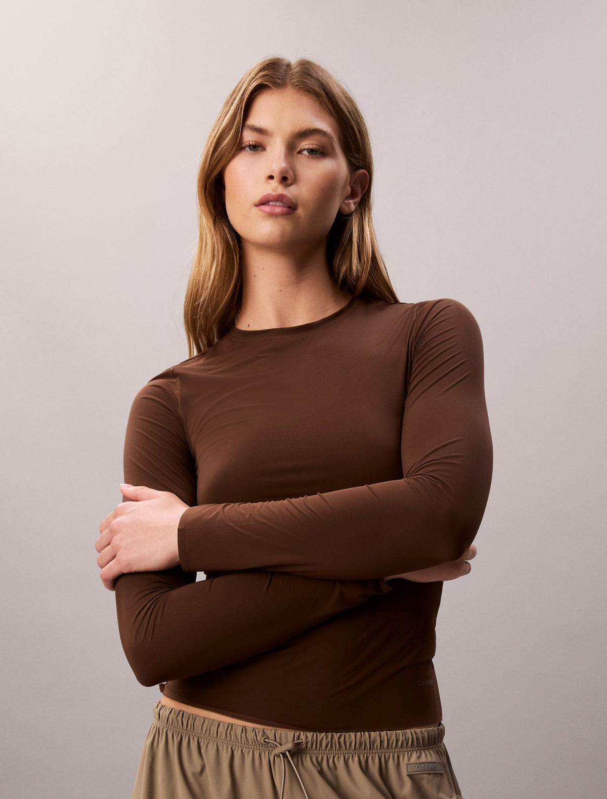Nylon Stretch Slim T-Shirt - Calvin Klein Women