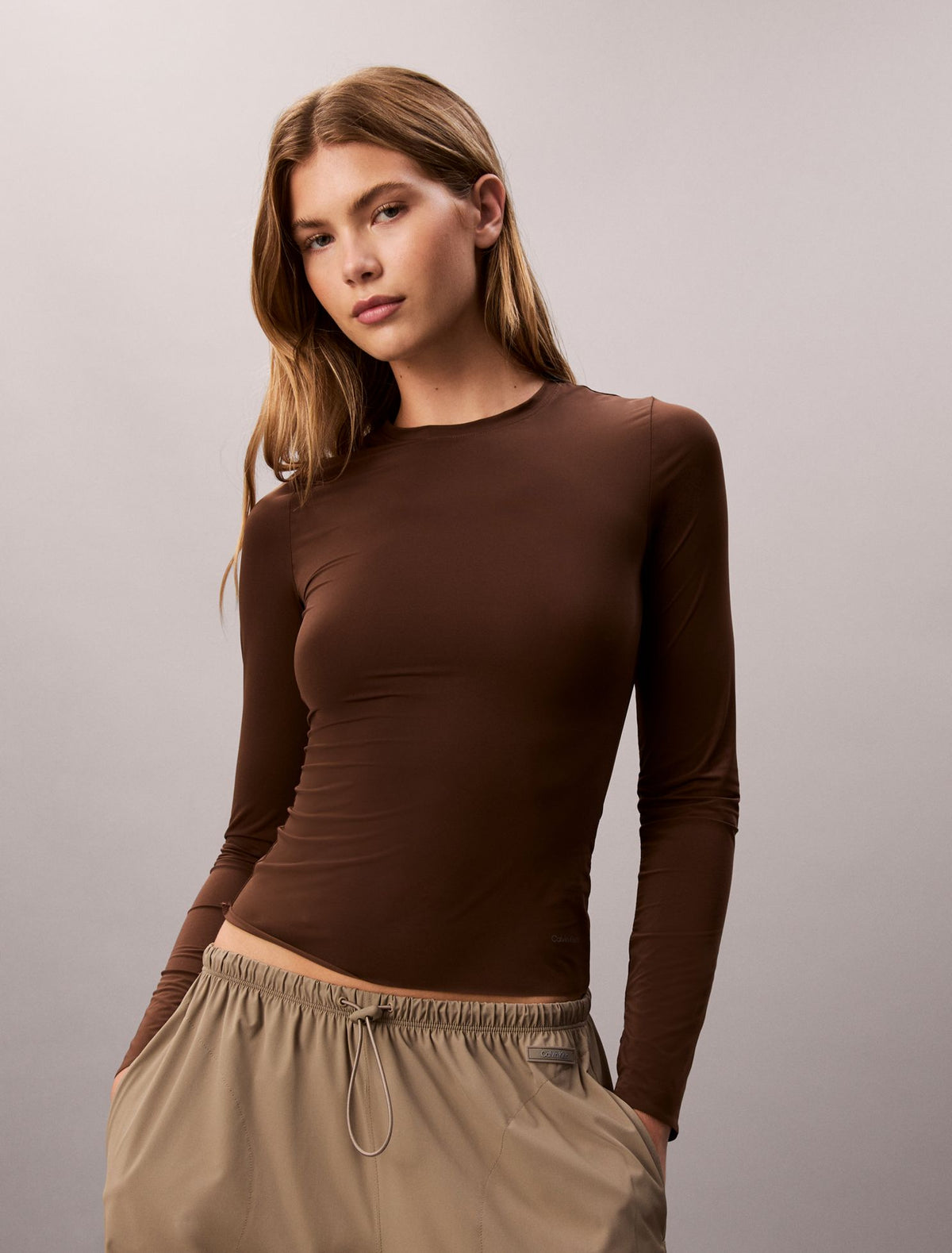 Nylon Stretch Slim T-Shirt - Calvin Klein Women