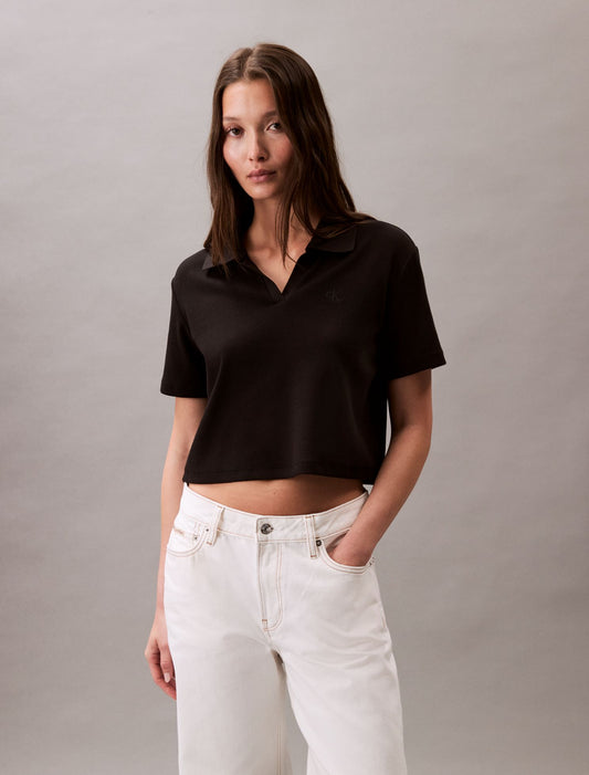 Cotton Contour Rib Polo T-Shirt - Calvin Klein Women