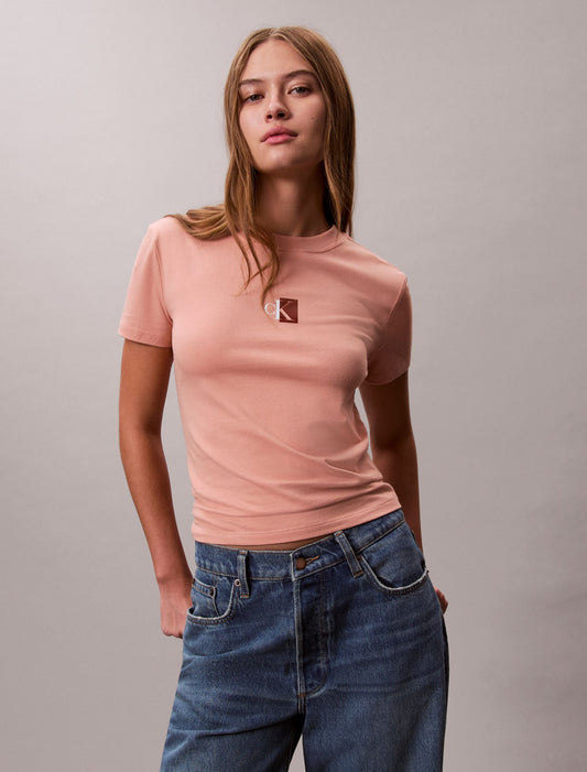 Monogram Logo Block Crewneck T-Shirt - Calvin Klein Women