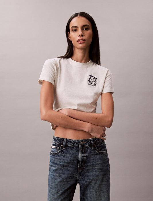 Flower Logo Graphic Slim T-Shirt - Calvin Klein Women