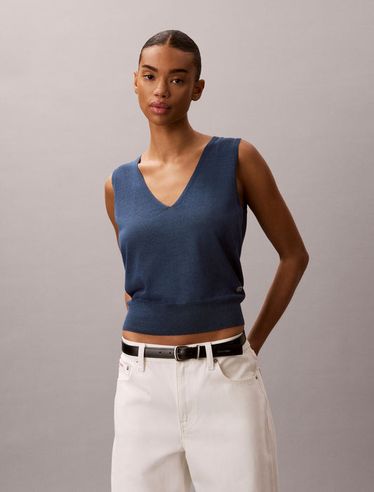 Linen Blend Tank Top - Calvin Klein Women