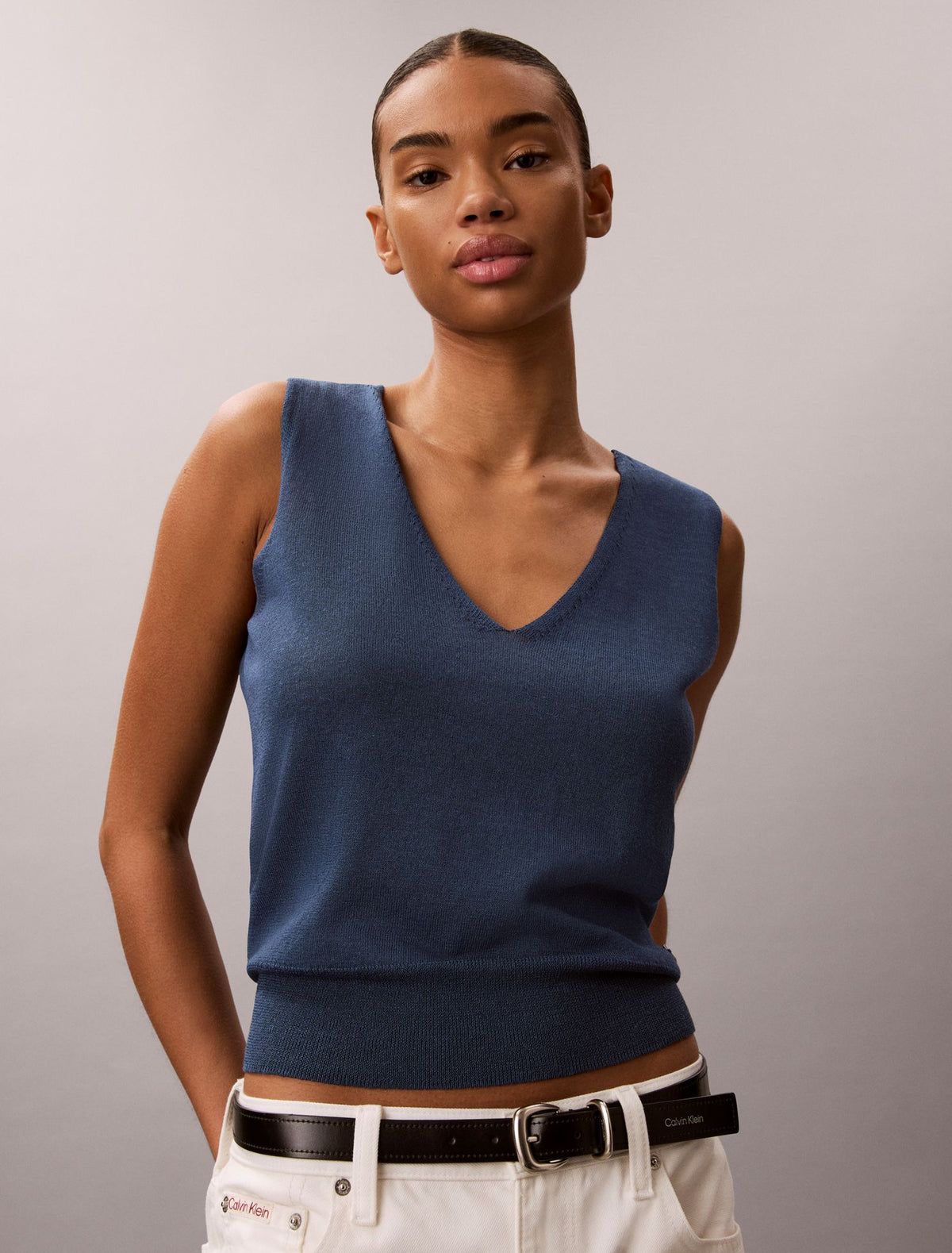 Linen Blend Tank Top - Calvin Klein Women