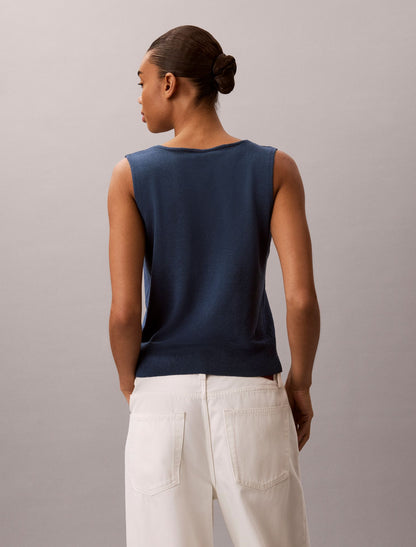 Linen Blend Tank Top - Calvin Klein Women