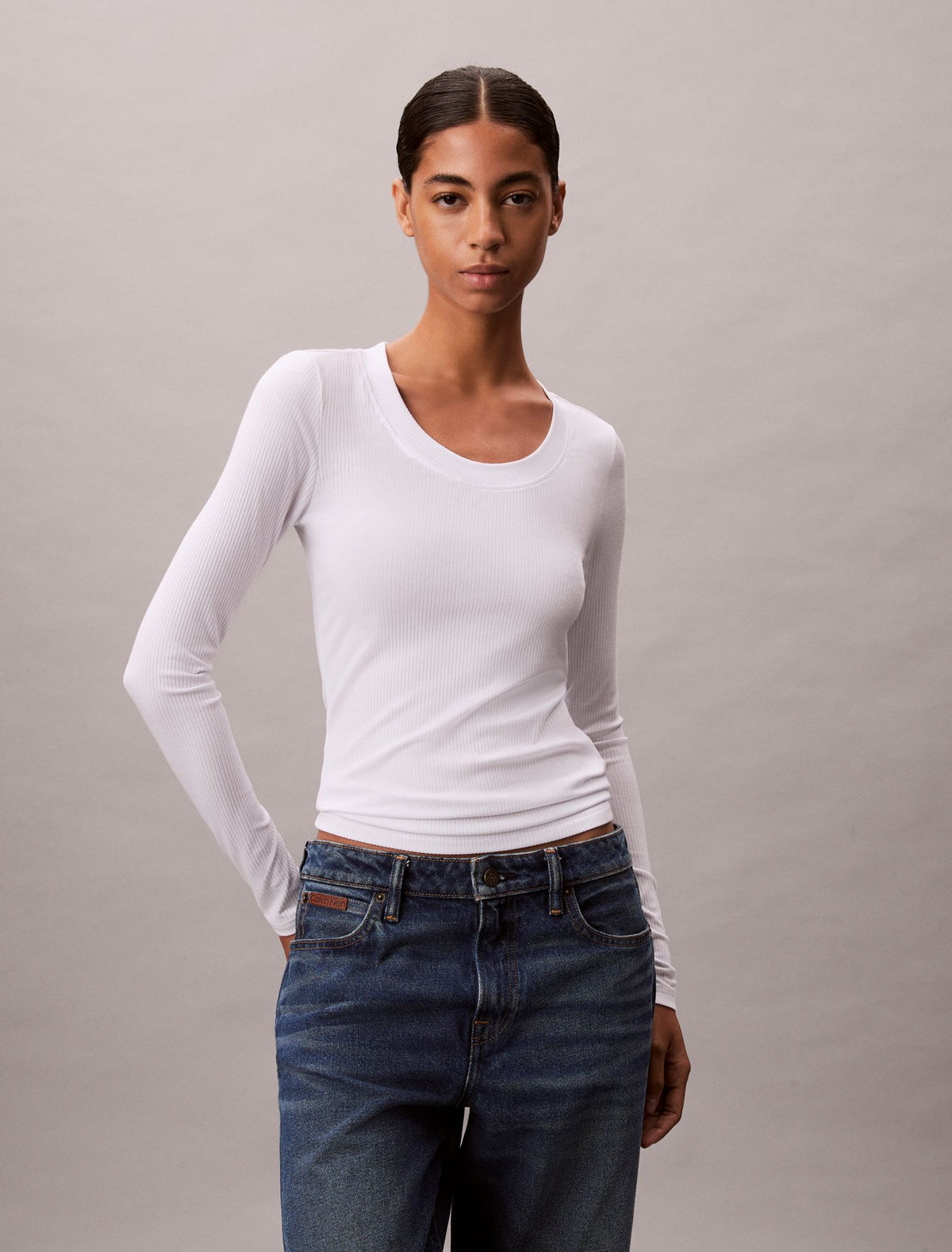 Modal Stretch Rib Slim T-Shirt - Calvin Klein Women