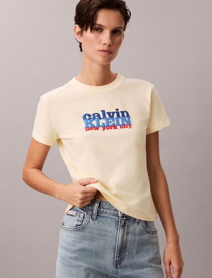 Contrast Logo Graphic Slim T-Shirt - Calvin Klein Women