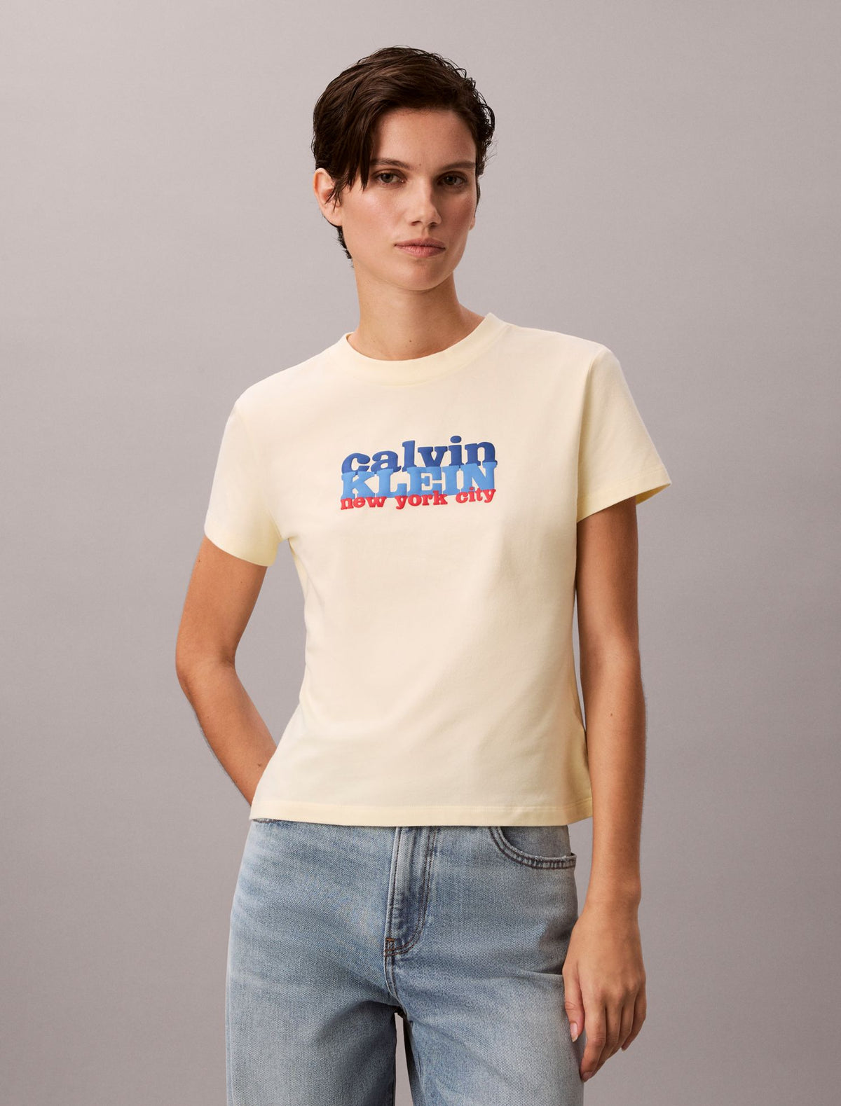 Contrast Logo Graphic Slim T-Shirt - Calvin Klein Women