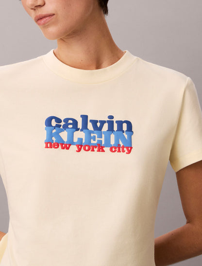 Contrast Logo Graphic Slim T-Shirt - Calvin Klein Women