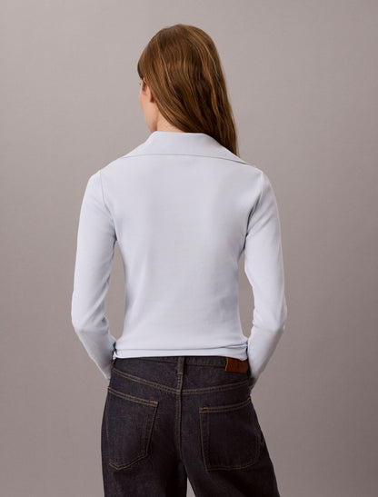 Woven Monologo Henley Turtleneck Sweater - Calvin Klein Women