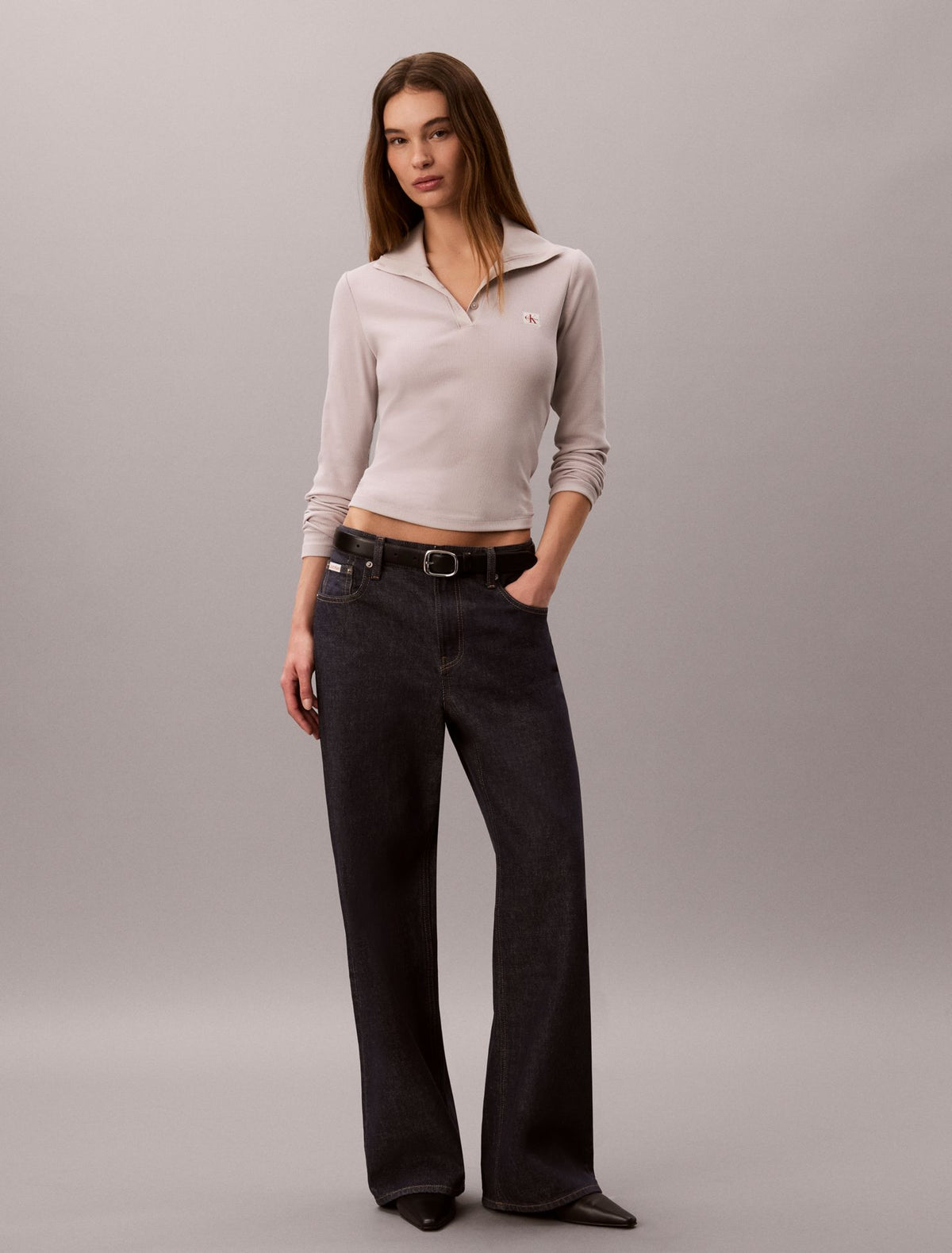 Woven Monologo Henley Turtleneck Sweater - Calvin Klein Women
