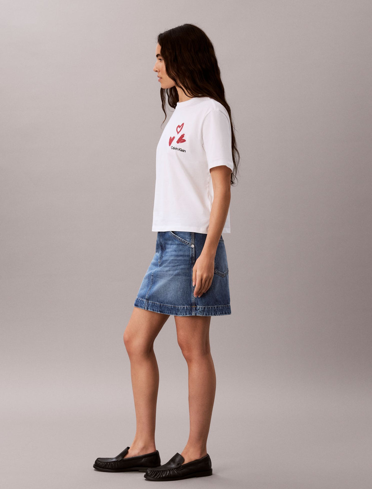 Hearts Print Boxy Tee - Calvin Klein Women