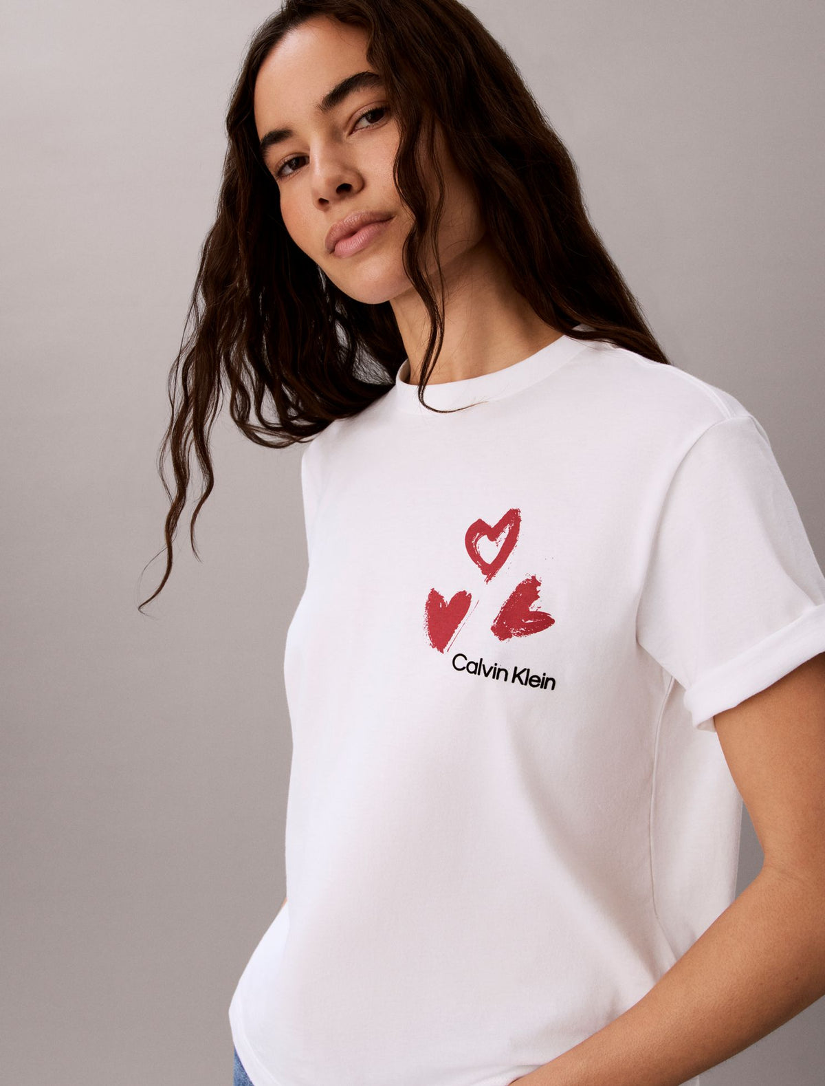 Hearts Print Boxy Tee - Calvin Klein Women