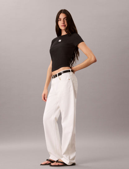Woven Monologo Rib Tee - Calvin Klein Women